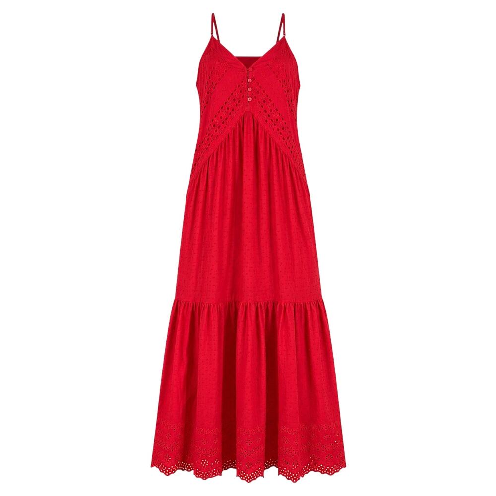 Super Natural by Secret Mission Daniella Cotton Eyelet Dress Red Size S - Picture 4 of 15